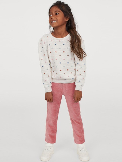 

H&M Girls Pink Solid Corduroy Treggings