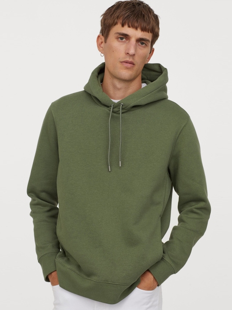 

H&M Men Olive Green Hooded Top