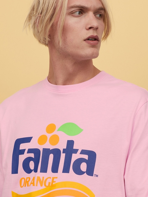 

H&M Men Pink Printed Jersey Top