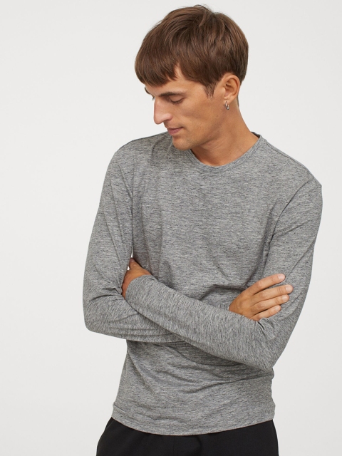 

H&M Men Grey Jersey Top Slim Fit