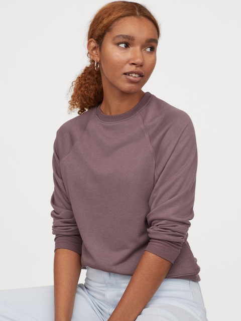 

H&M Mauve Solid Sweatshirt