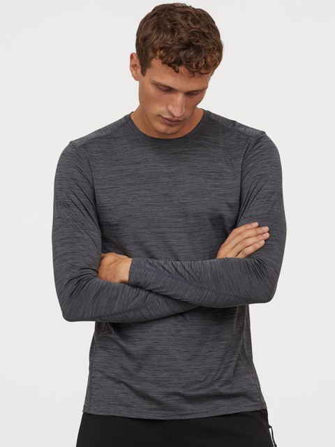 

H&M Men Grey Solid Sports Top