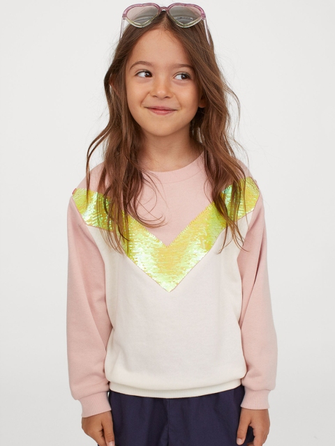 

H&M Girls Pink & Yellow Colourblocked Sweatshirt