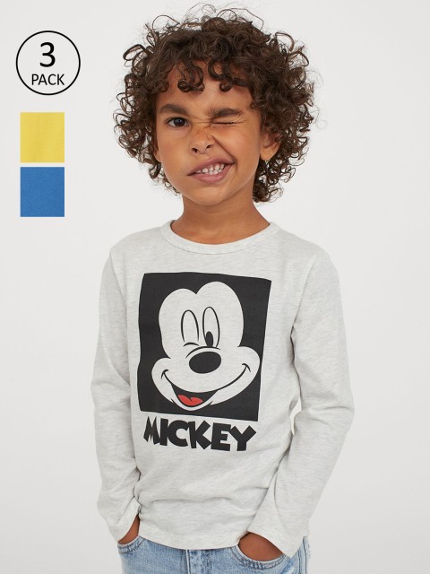 

H&M Boys 3-Pack Printed Jersey Tops, White