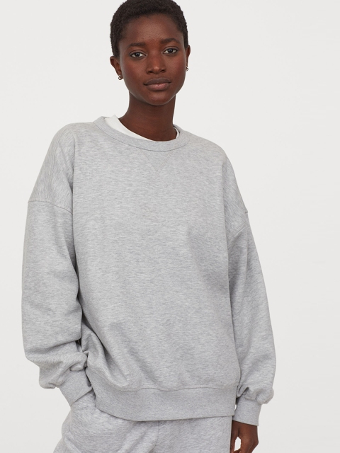 

H&M Women Grey Solid Sweatshirt