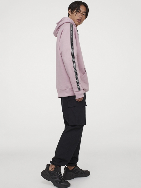 

H&M Men Pink Hooded Sweatshirt with Grosgrain