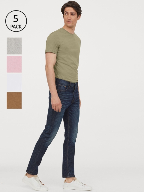 

H&M Men 5-Pack T-Shirts Slim Fit, Multi