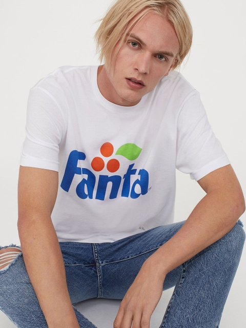

H&M Men White Printed T-shirt