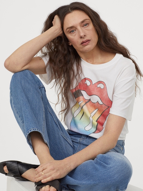 

H&M Women White Printed T-shirt