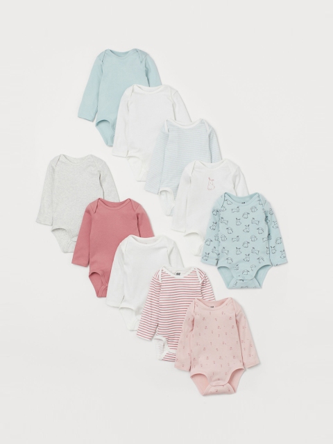 

H&M Kids Multicolored 10-pack long-sleeved Bodysuits, Multi