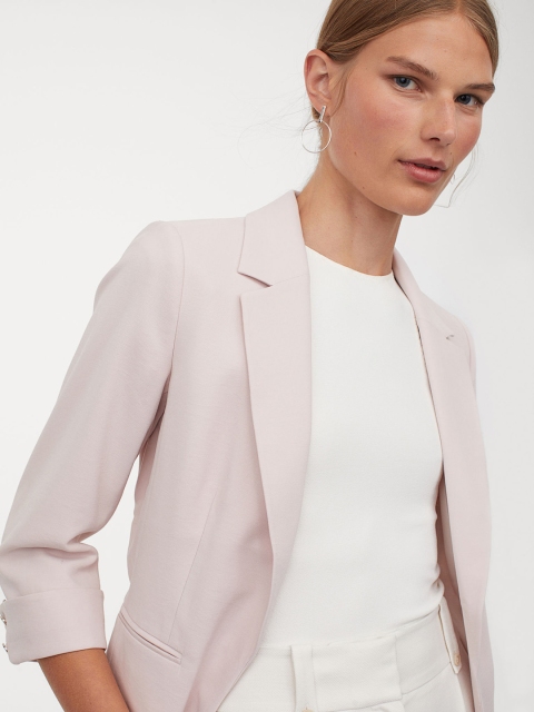 

H&M Women Pink Solid Fitted Jacket