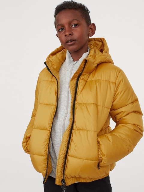 

H&M Girls Yellow Hooded Puffer Jacket