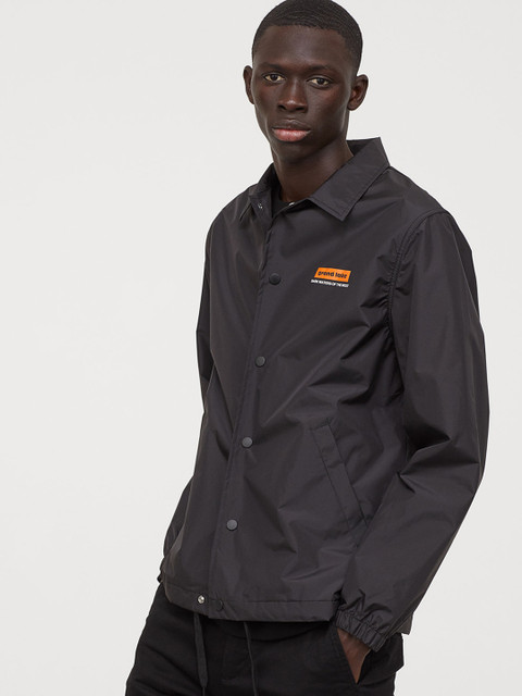 

H&M Men Charcoal Grey Solid Water Repellent Windbreaker Jacket