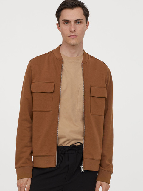 

H&M Men Brown Jersey Bomber Jacket
