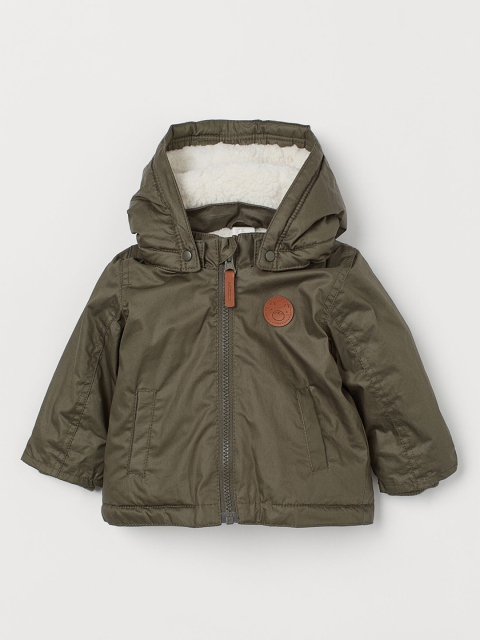 

H&M Kids Green Solid Faux Shearling-Lined Jacket