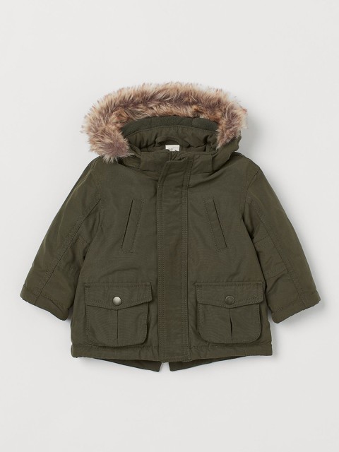 

H&M Unisex Kids Green Solid Padded Parka