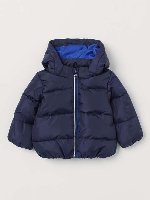 

H&M Kids Navy Blue Solid Hooded Puffer Jacket