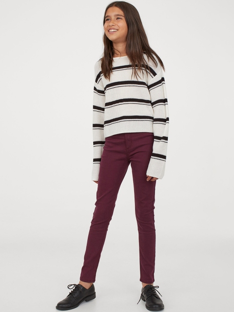 

H&M Girls Burgundy Slim Fit Twill Trousers