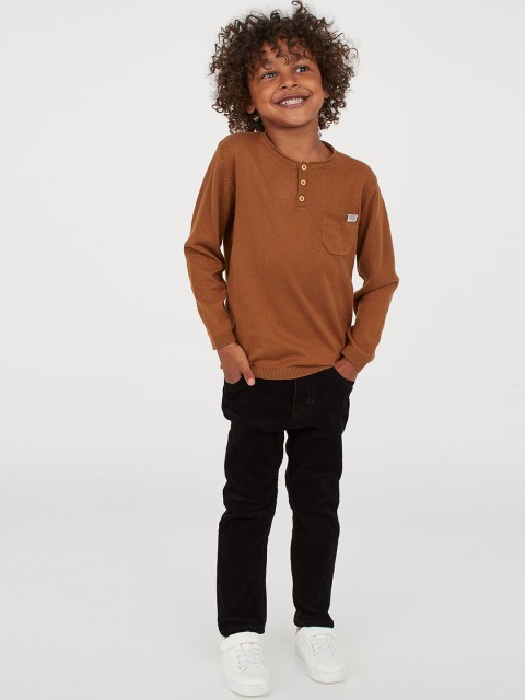 

H&M Boys Black Slim Fit Corduroy Trousers
