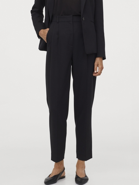 

H&M Women Black Solid Tailored Trousers