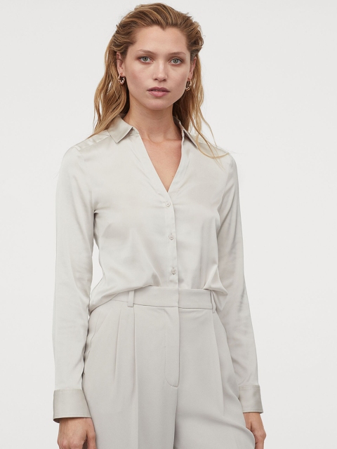 

H&M Women Off-White V-Neck Blouse