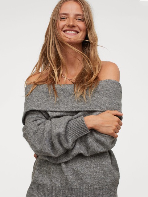 

H&M Grey Off-The-Shoulder Jumper