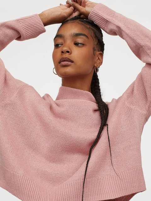 

H&M Women Pink Knitted Polo-Neck Jumper