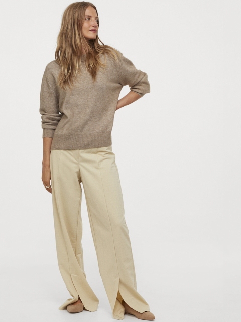 

H&M Women Beige Solid Fine-Knit Jumper