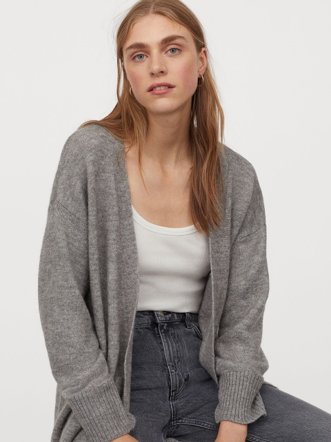 

H&M Women Grey Long Cardigan