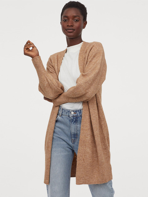 

H&M Women Beige Long Cardigan