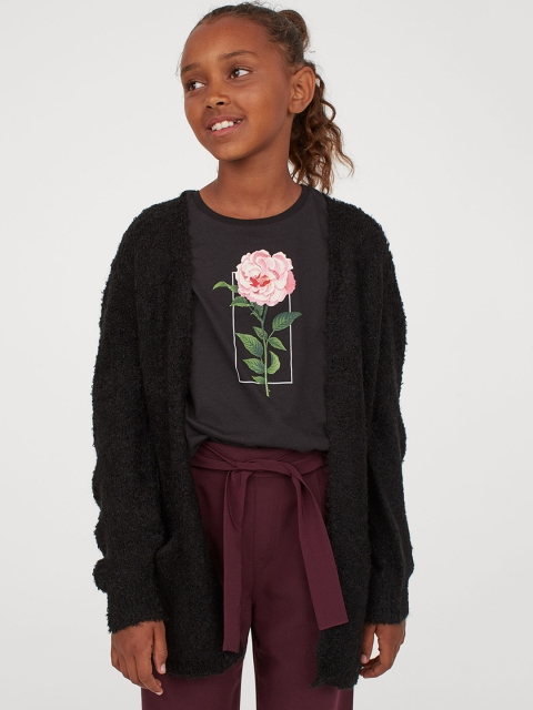 

H&M Girls Black Knitted Cardigan