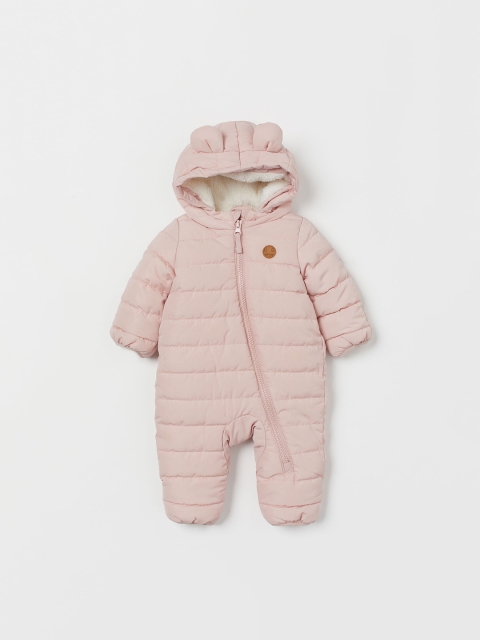

H&M Infant Kids Pink Solid Padded All-in-One Suit