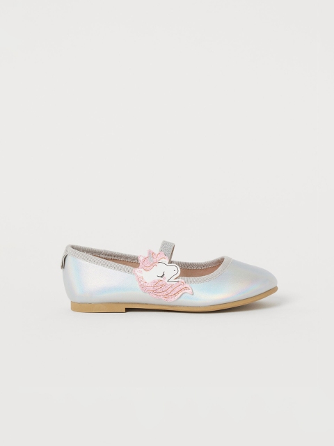 

H&M Girls Silver-Toned & Pink Unicorn Ballet Pumps