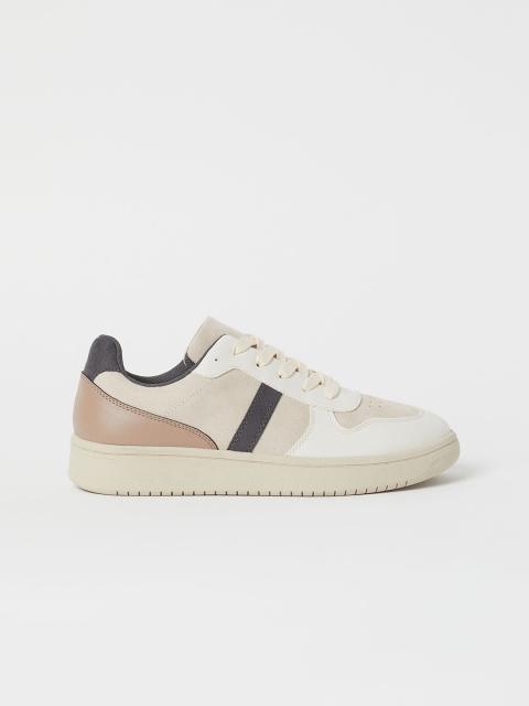 

H&M Women Beige & White Colourblocked Trainers