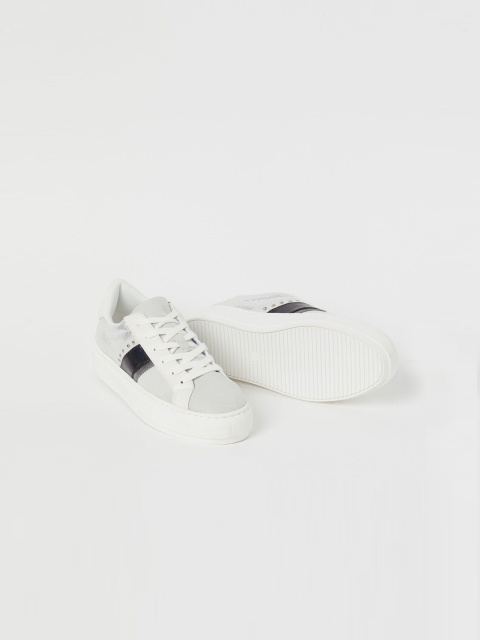 

H&M Women White Imitation Suede Trainers