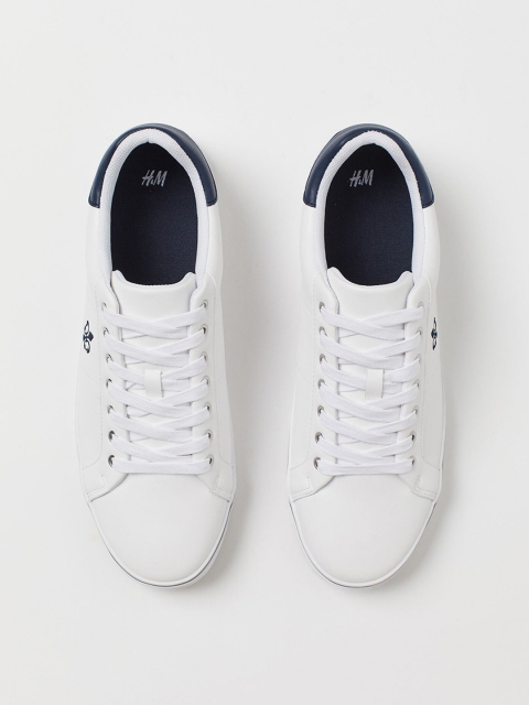 

H&M Men White Embroidery-Detail Trainers