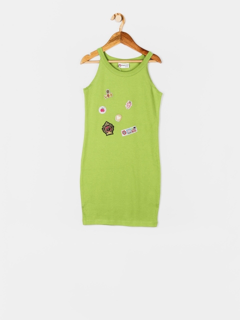 

Peppermint Girls Lime Green Printed T-shirt Dress