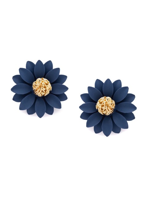 

Globus Gold-Plated & Navy Blue Floral Studs
