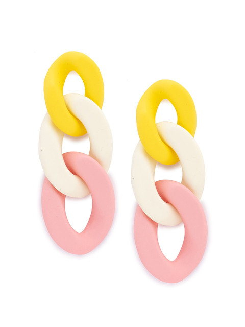 

Globus Yellow & White Contemporary Drop Earrings