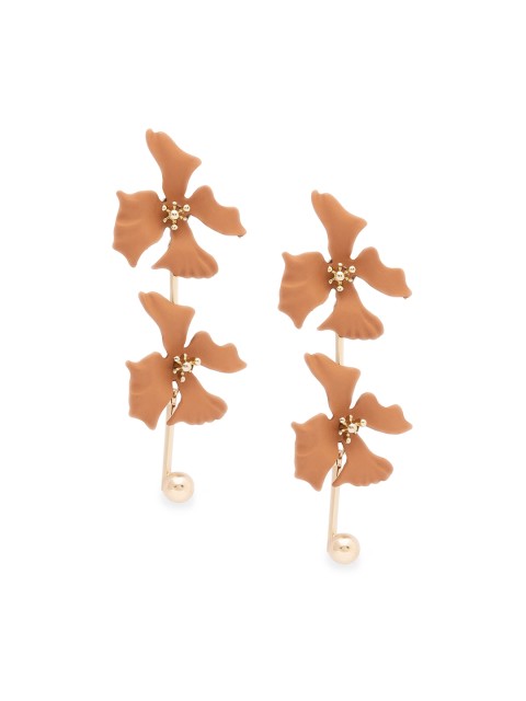 

Globus Gold-Toned & Mustard Floral Drop Earrings