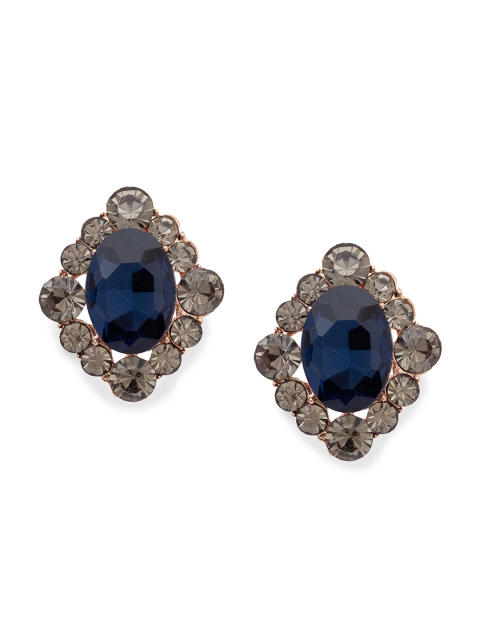 

Globus Rose Gold-Plated & Navy Blue CZ Studded Classic Studs