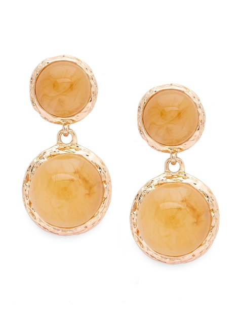 

Globus Gold-Plated & Yellow Circular Drop Earrings