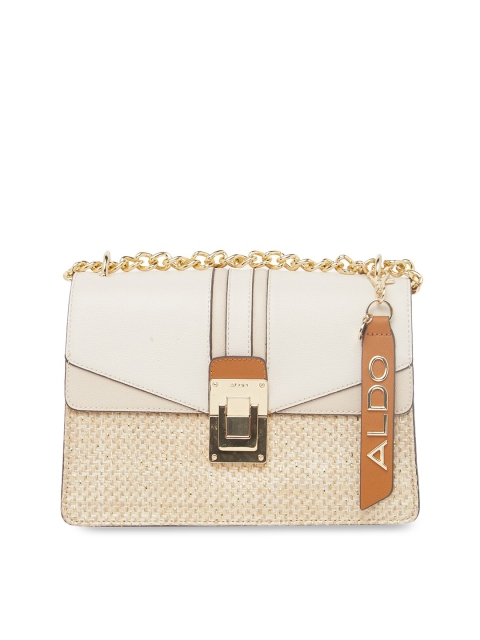 

ALDO Beige & White Colourblocked Textured Handheld Bag