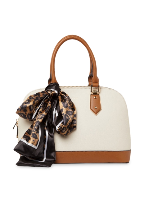 

ALDO Cream-Coloured & Brown Solid Handheld Bag
