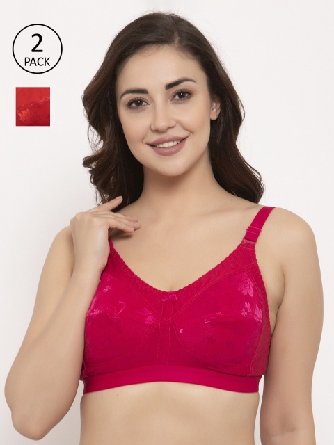 

GRACIT Pack of 2 Red & Pink Self Design Non-Wired Non Padded Everyday Bra PW4-03-07-28C