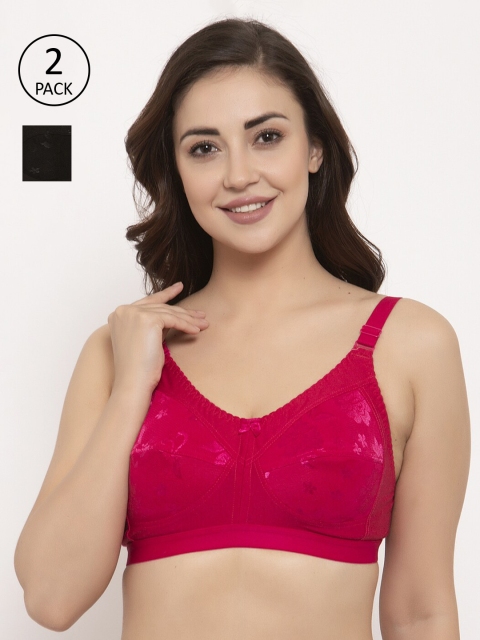 

GRACIT Black & Red Self Design Non-Wired Non Padded Balconette Bra