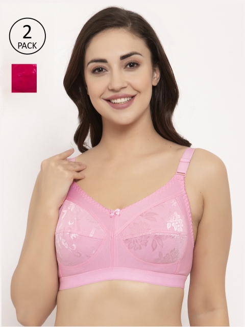 

GRACIT Pack Of 2 Self Design Non-Wired Non Padded Everyday Bras PW4-07-10-28C, Pink