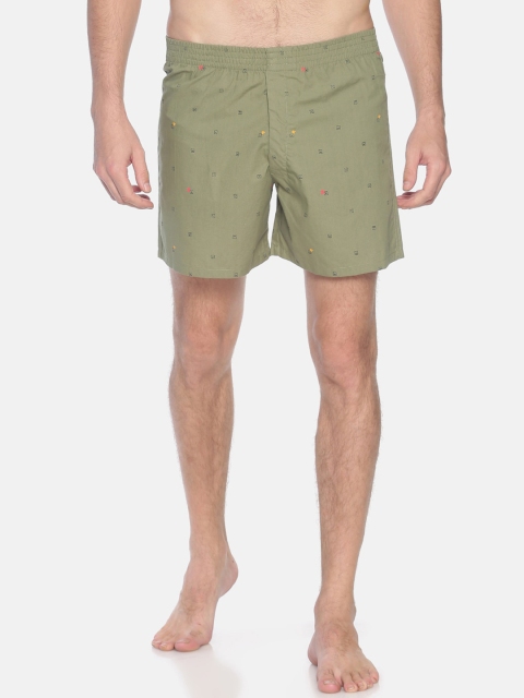 

IVOC Men Olive Printed Pure Cotton Boxers IOMBS02SC03L34-3782D
