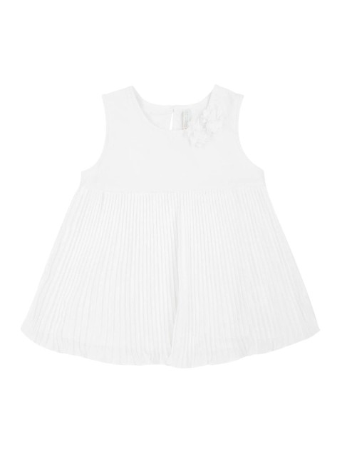 

Pantaloons Junior Girls White Solid Accordion Pleats A-Line Top