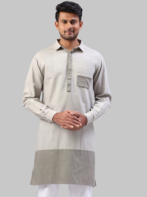

Ethnix by Raymond Men Grey Woven Design Straight Kurta